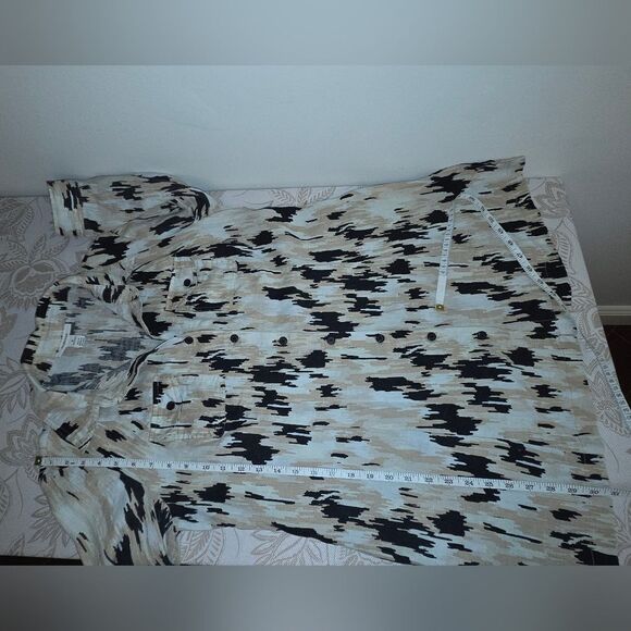 Style & Co Abstract 100% Linen Button Tunic size 10 Belt Missing Summer Vacation - Picture 6 of 9